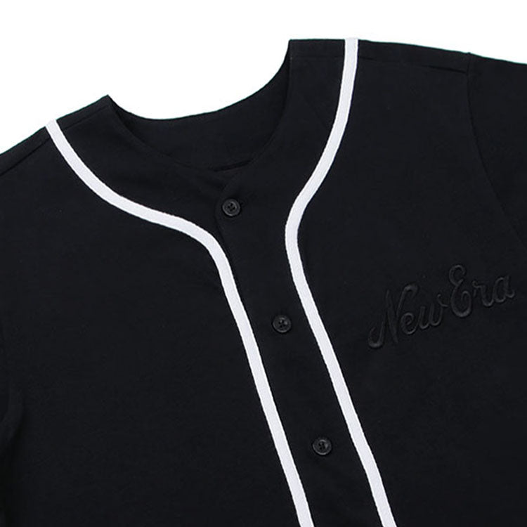 New Era Script Black Short Sleeve Baseball Jersey