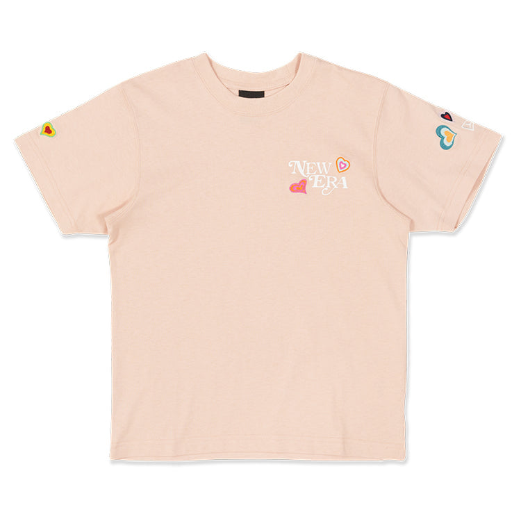 New Era Chain Stitch Heart Blush Sky Short Sleeve Women T-Shirt