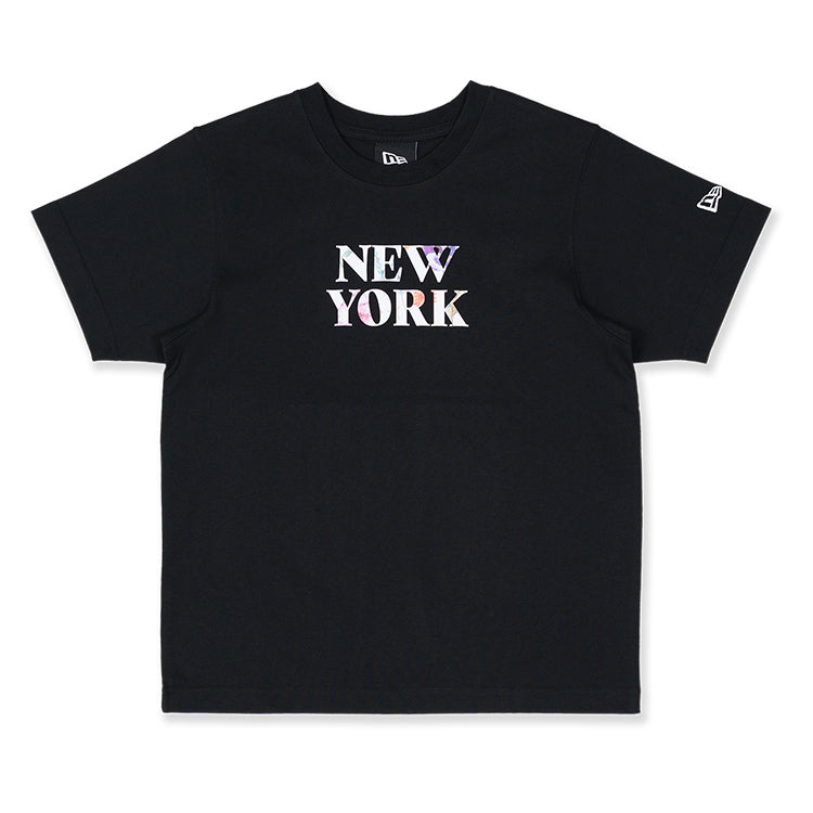 New Era New York Wordmark Floral Women Black Short Sleeve T-Shirt