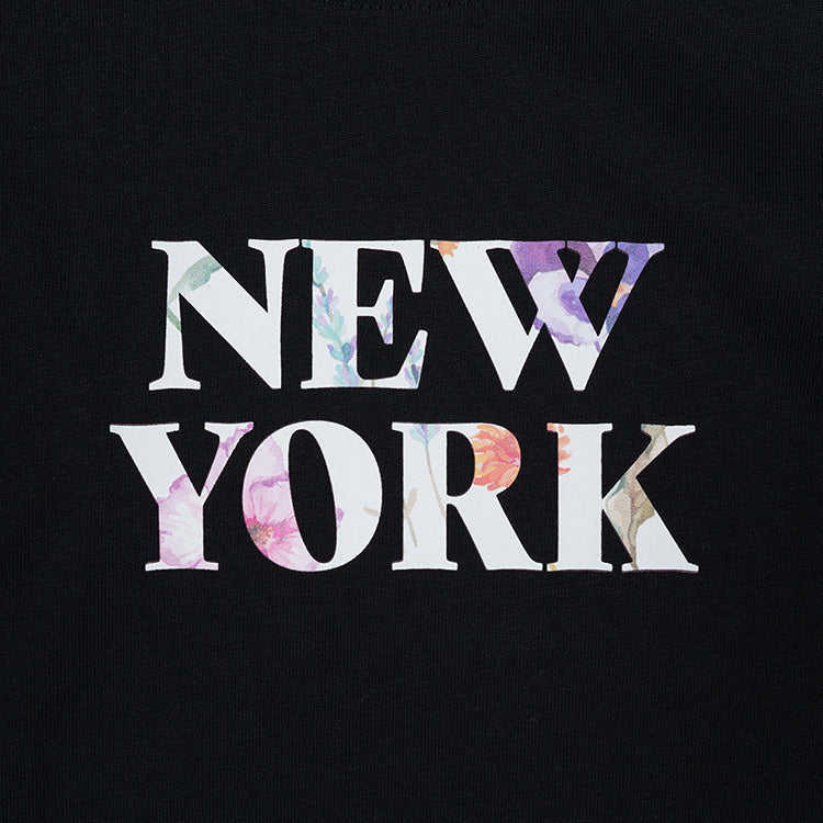 New Era New York Wordmark Floral Women Black Short Sleeve T-Shirt