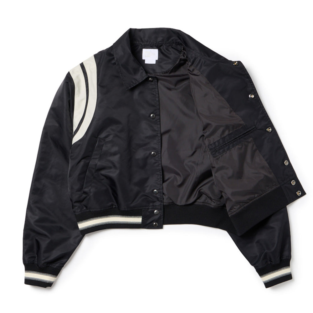 New Era Flag Women Black Women Nylon Varsity Jacket
