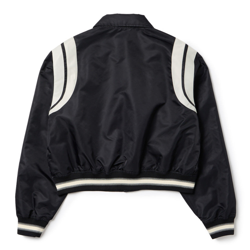 New Era Flag Women Black Women Nylon Varsity Jacket