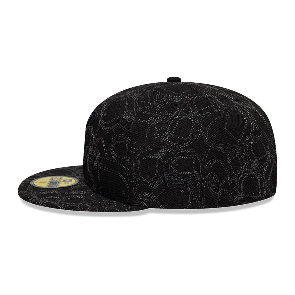 New Era NE Script Black Logo 2025 59FIFTY Day Black All Over 59FIFTY Fitted Cap