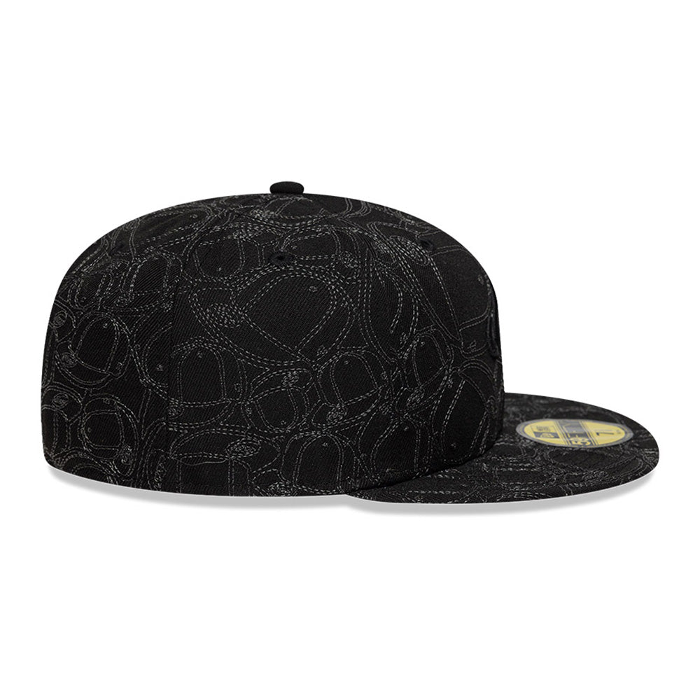 New Era NE Script Black Logo 2025 59FIFTY Day Black All Over 59FIFTY Fitted Cap