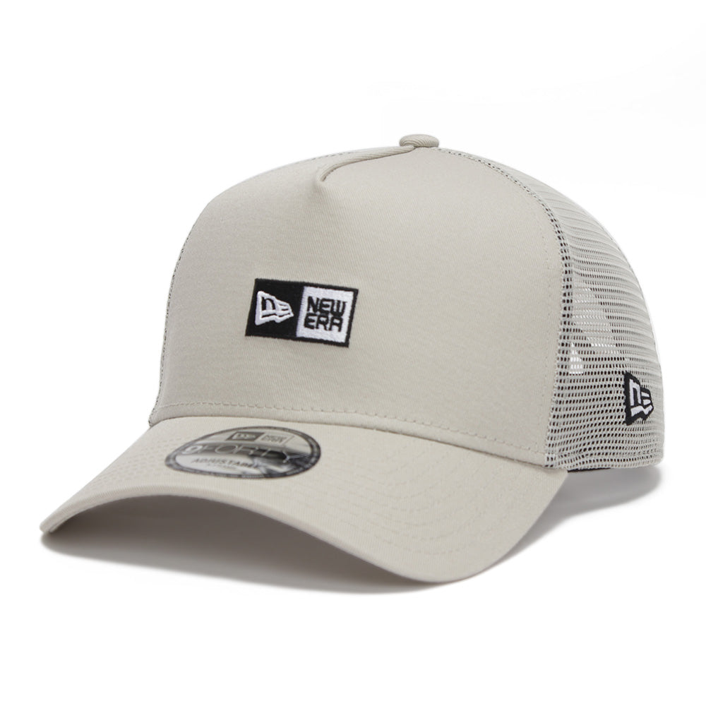 New Era Box Logo Stone 9FORTY A-Frame Trucker Snapback Cap (Essential)