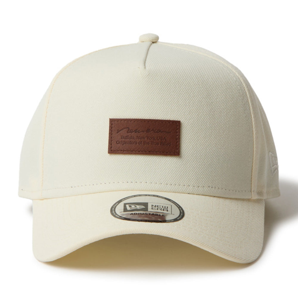 New Era Square Logo Leather Patch Chrome White 9FORTY A-Frame Adjustable Cap