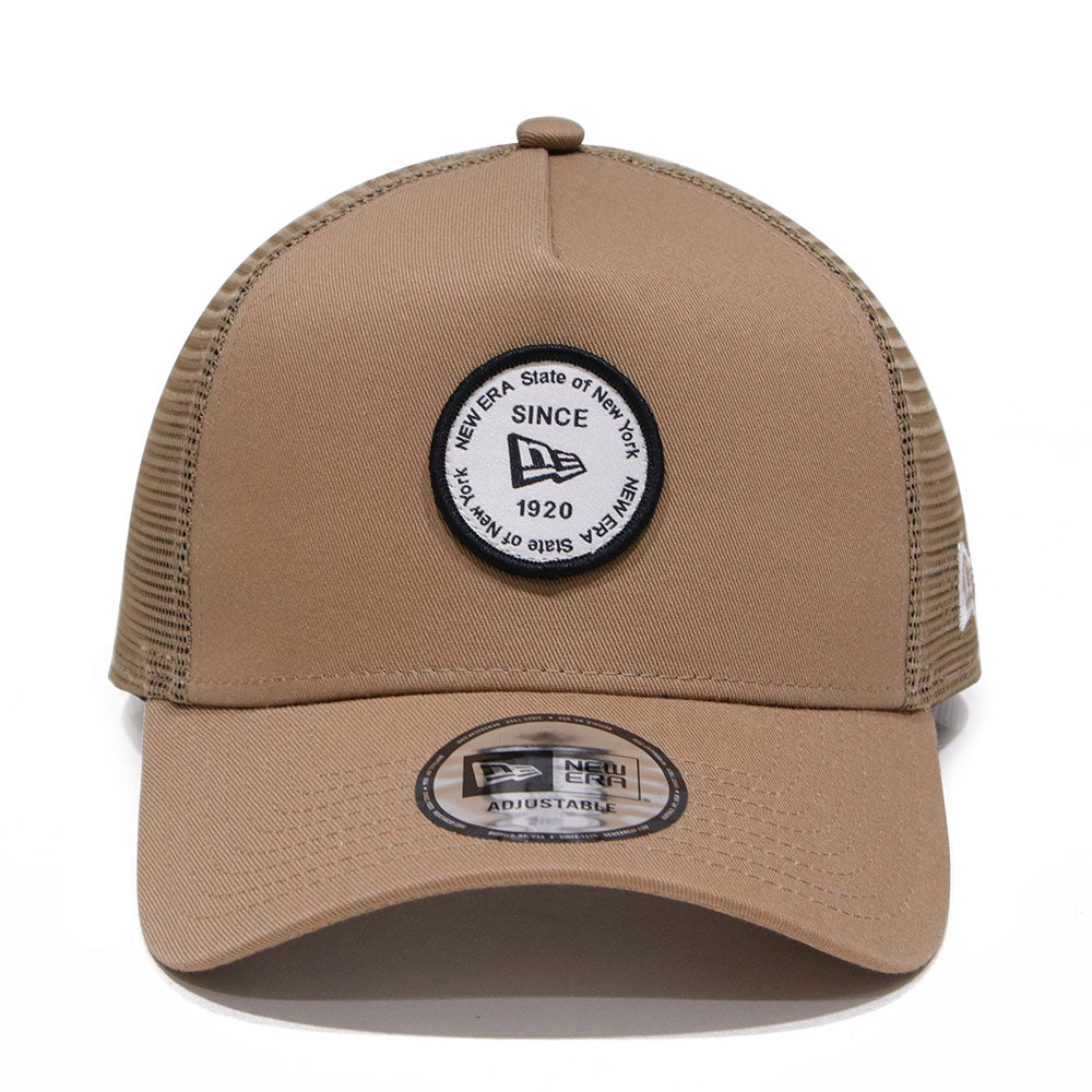 New Era Round Patch Khaki 9FORTY A-Frame Trucker Cap