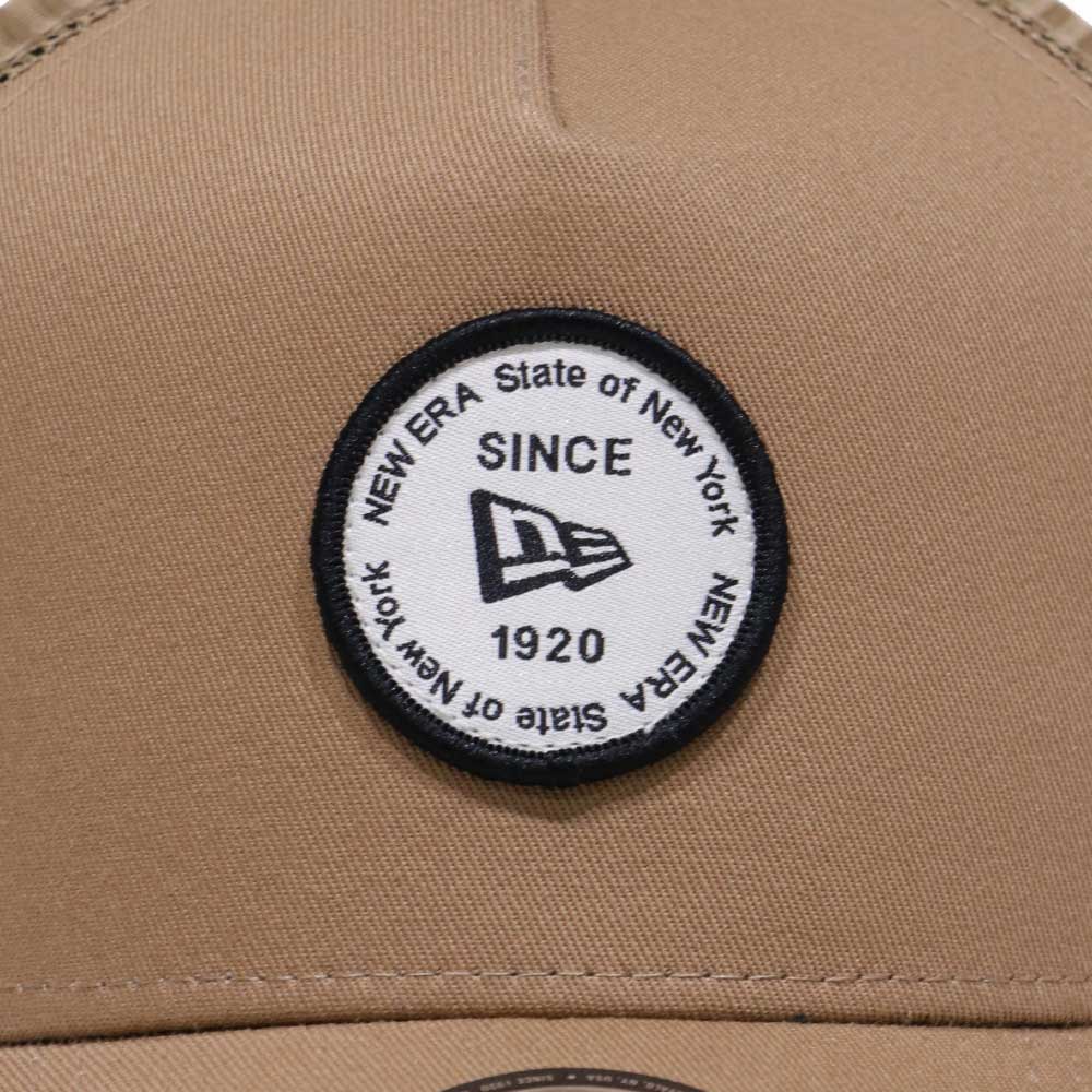 New Era Round Patch Khaki 9FORTY A-Frame Trucker Cap