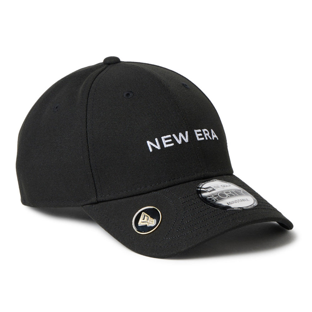 New Era Wordmark Golf Black 9FORTY Velcro Strap Adjustable Cap