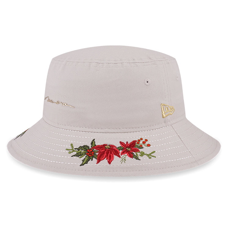 New Era Script Christmas Floral Stone Bucket Hat