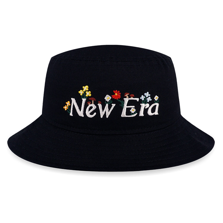 New Era Wordmark Wild Floral Black Bucket Hat