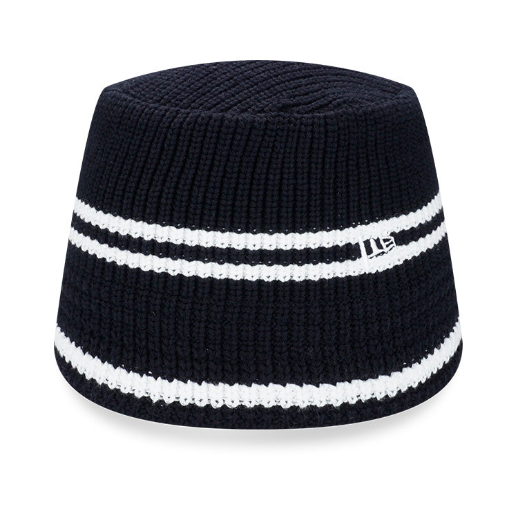 New Era Ivory Black Knit Bucket Hat