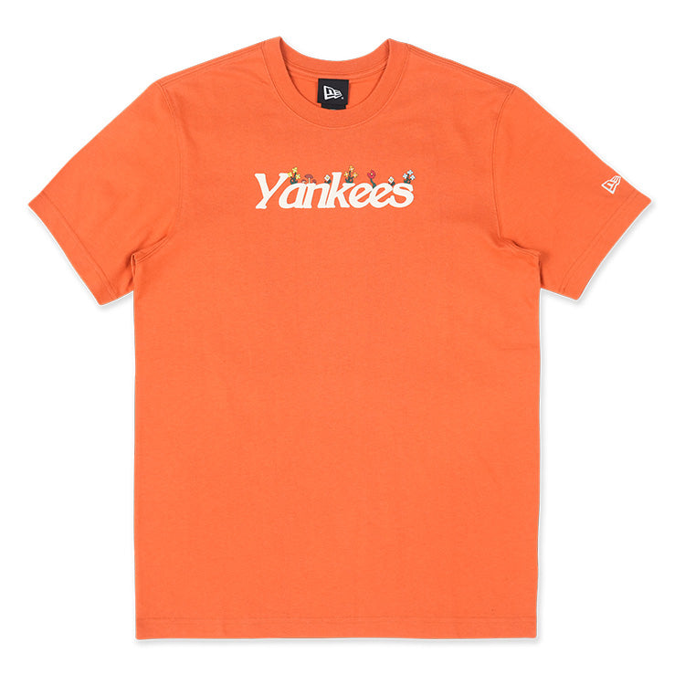 New York Yankees MLB Wild Floral FIght Orange Short Sleeve T-Shirt