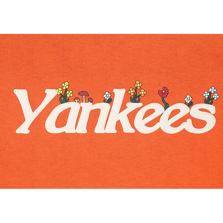 New York Yankees MLB Wild Floral FIght Orange Short Sleeve T-Shirt