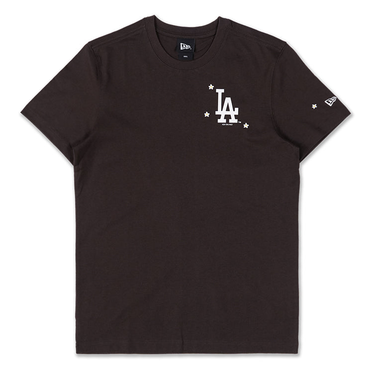 Los Angeles Dodgers MLB Mini Floral Brown Suede Short Sleeve T-Shirt