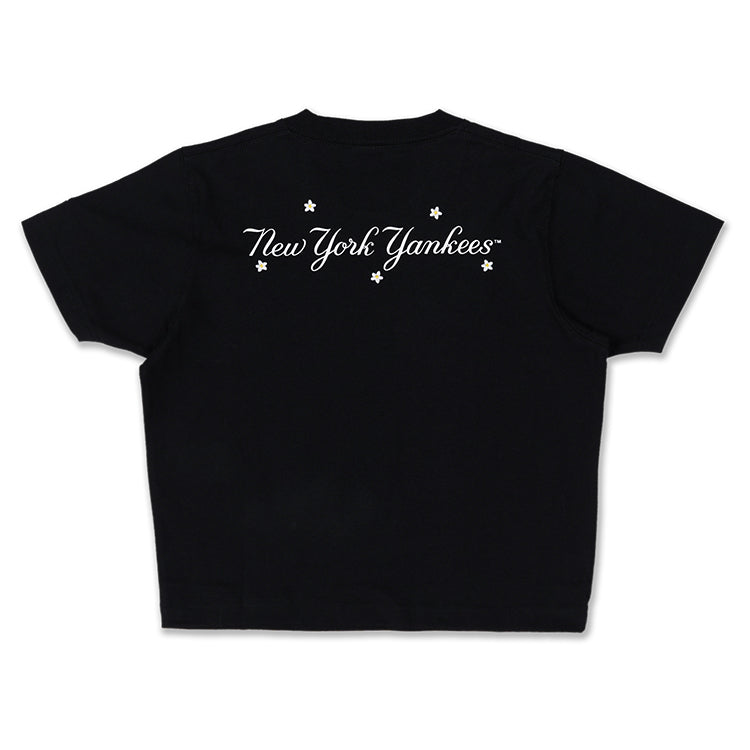 New York Yankees MLB Mini Floral Black Crop Top Women T-Shirt