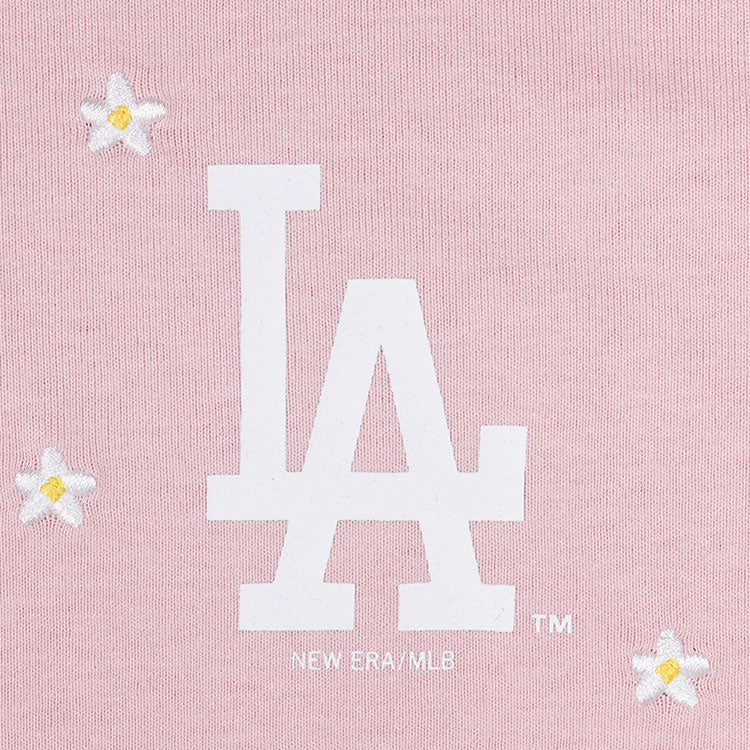 Los Angeles Dodgers MLB Mini Floral Pink Rouge Crop Top Women T-Shirt