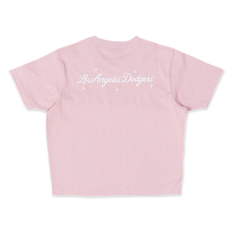 Los Angeles Dodgers MLB Mini Floral Pink Rouge Crop Top Women T-Shirt