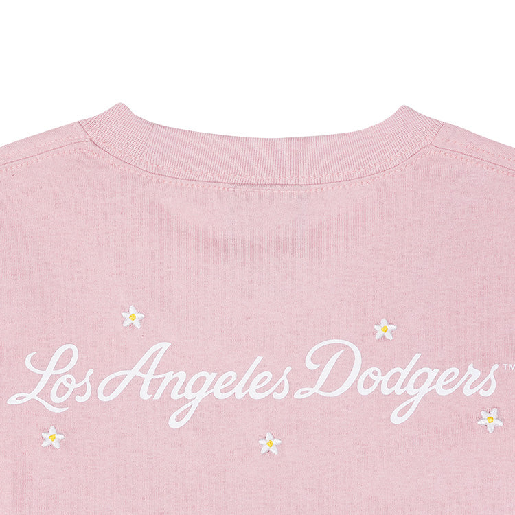 Los Angeles Dodgers MLB Mini Floral Pink Rouge Crop Top Women T-Shirt