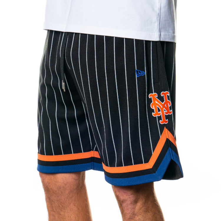 New York Mets MLB East Coast Black Pinstripe Mesh Shorts