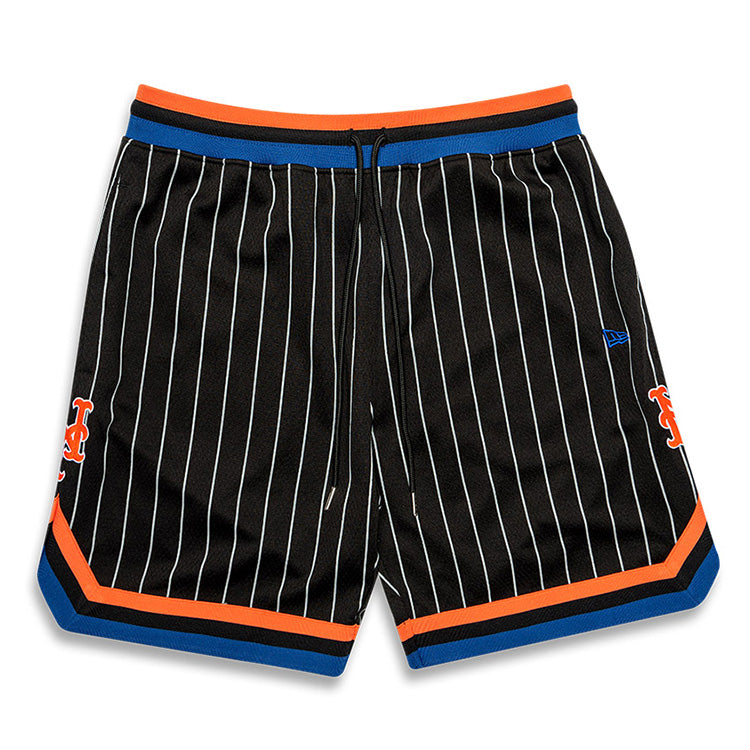 New York Mets MLB East Coast Black Pinstripe Mesh Shorts