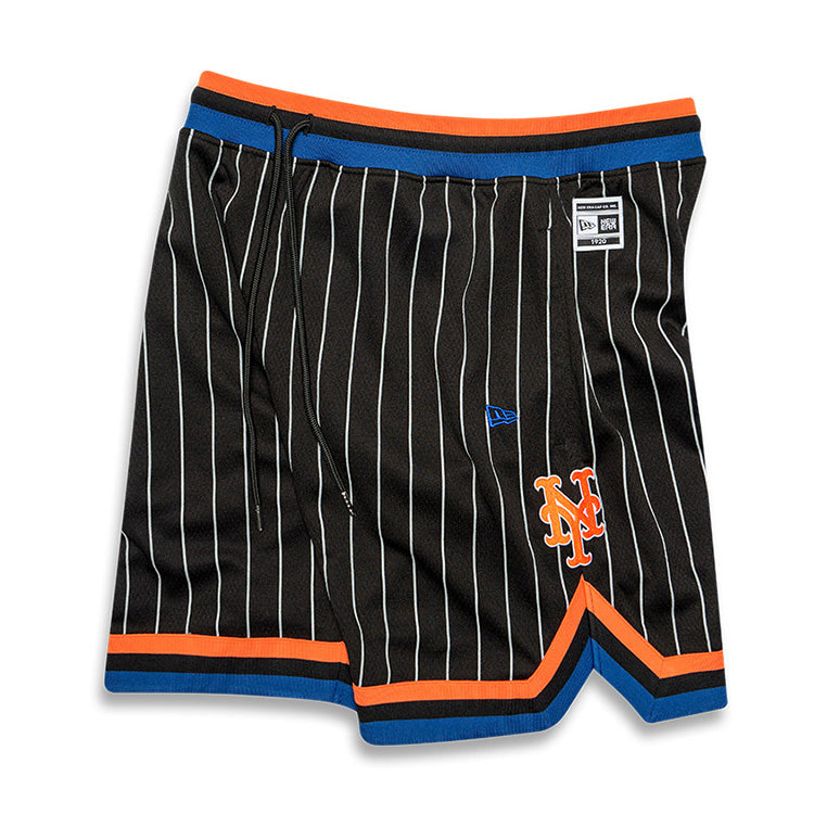 New York Mets MLB East Coast Black Pinstripe Mesh Shorts