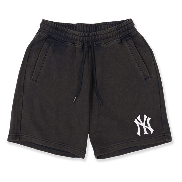 New York Yankees MLB Broken World Acid Wash Navy Knit Shorts