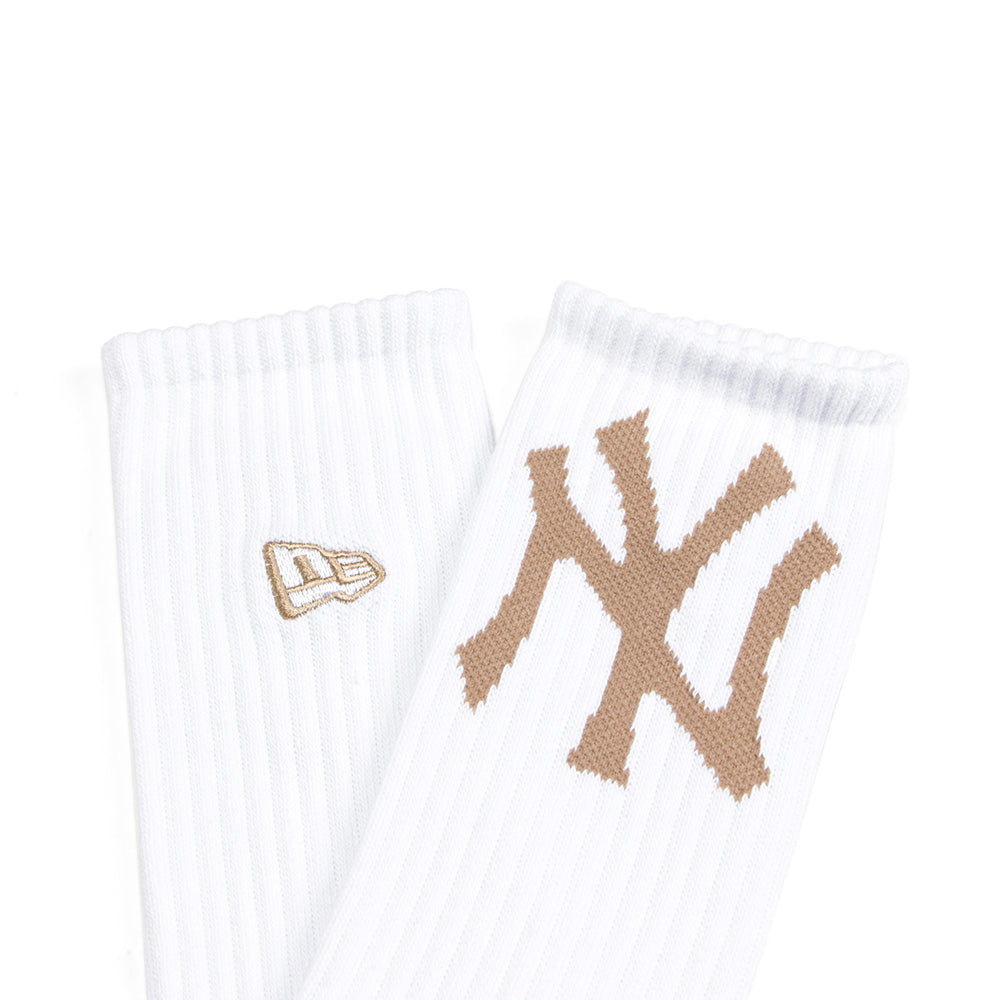 New Era NY Yankees & LA Dodgers Khaki and White Crew Socks