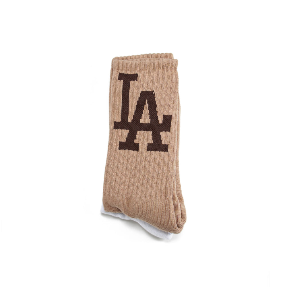 New Era NY Yankees & LA Dodgers Khaki and White Crew Socks