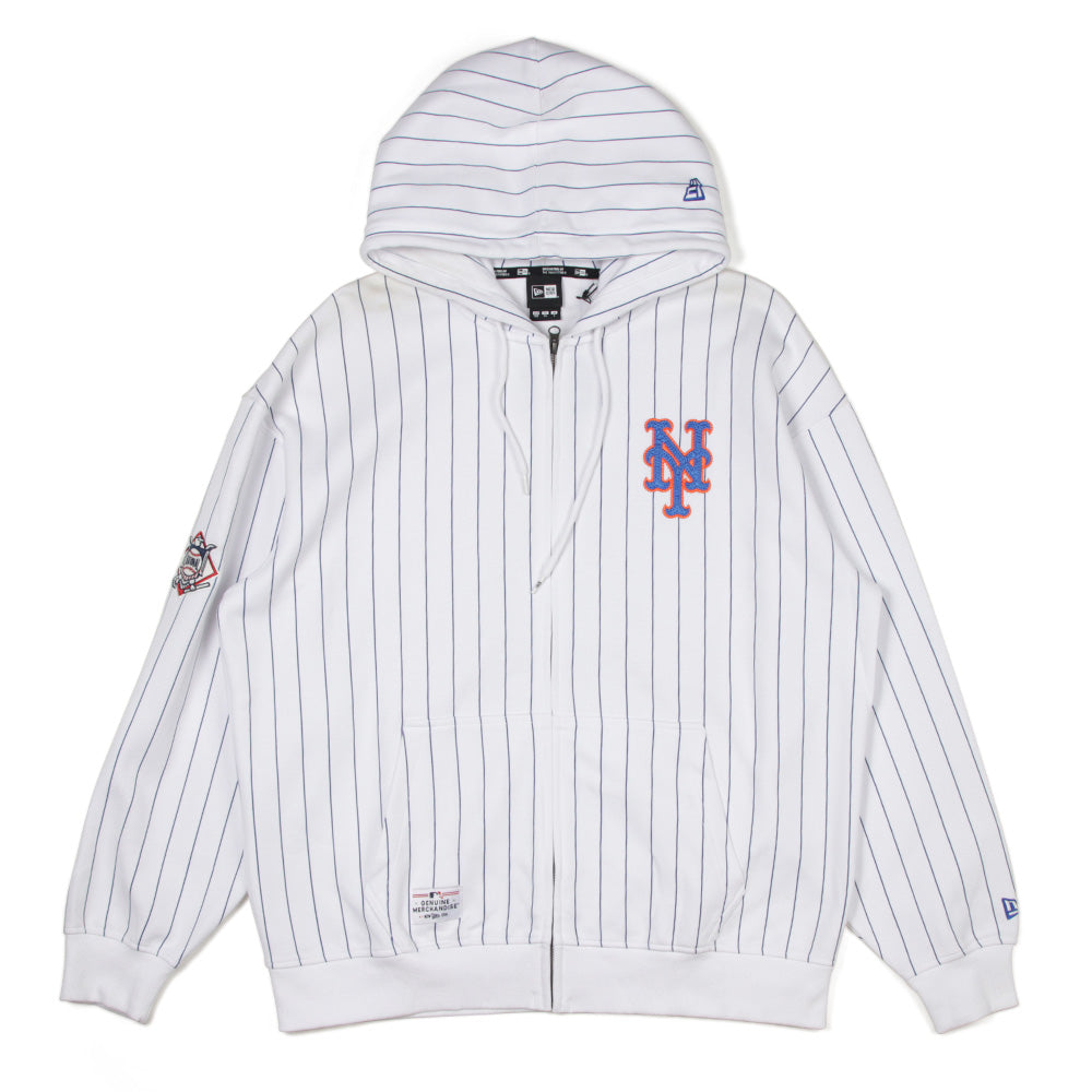 New Era New York Mets MLB Stripe White Zip Up Hoodie