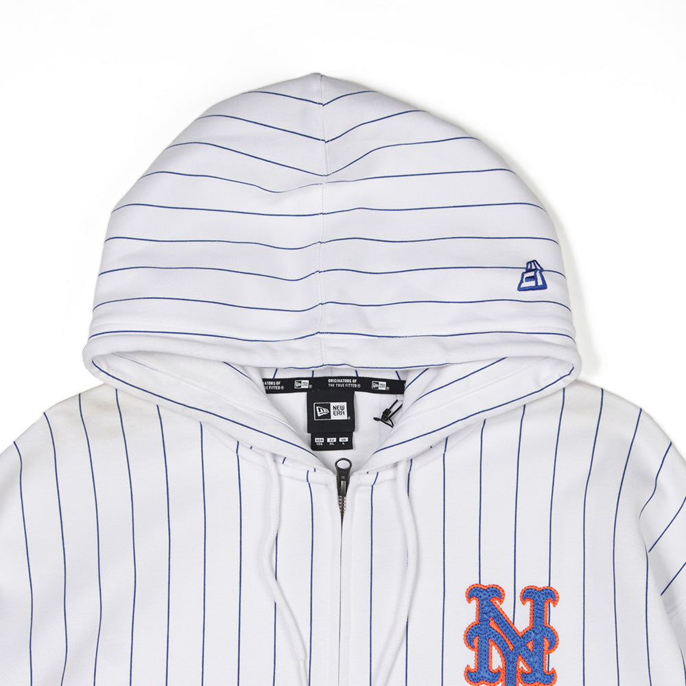 New Era New York Mets MLB Stripe White Zip Up Hoodie