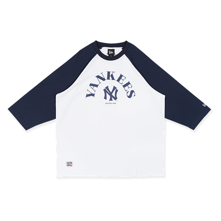 New York Yankees MLB Cooperstown Vintage White Navy Raglan Sleeve Tee