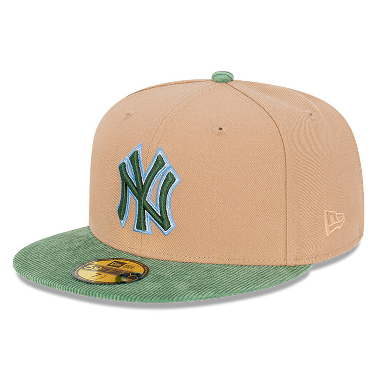 New York Yankees MLB Oasis Corduroy Green Camel 59FIFTY Fitted Cap