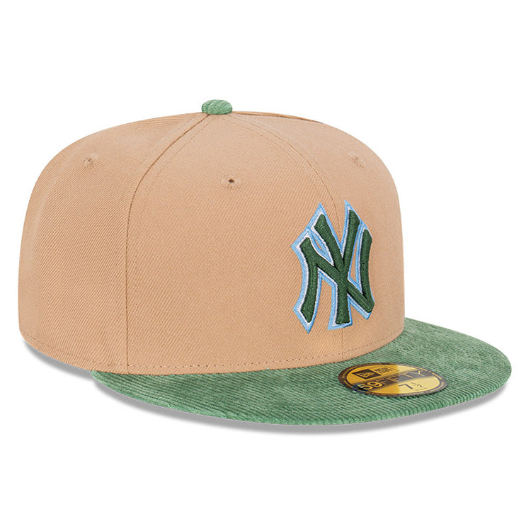 New York Yankees MLB Oasis Corduroy Green Camel 59FIFTY Fitted Cap