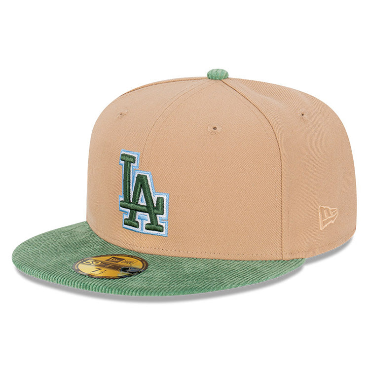 Los Angeles Dodgers MLB Oasis Corduroy Green Camel 59FIFTY Fitted Cap