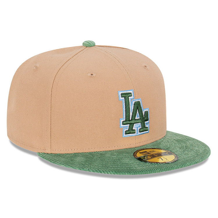 Los Angeles Dodgers MLB Oasis Corduroy Green Camel 59FIFTY Fitted Cap