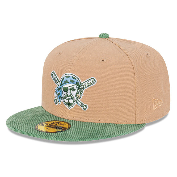 Pittsburgh Pirates MLB Oasis Corduroy Green Camel 59FIFTY Fitted Cap