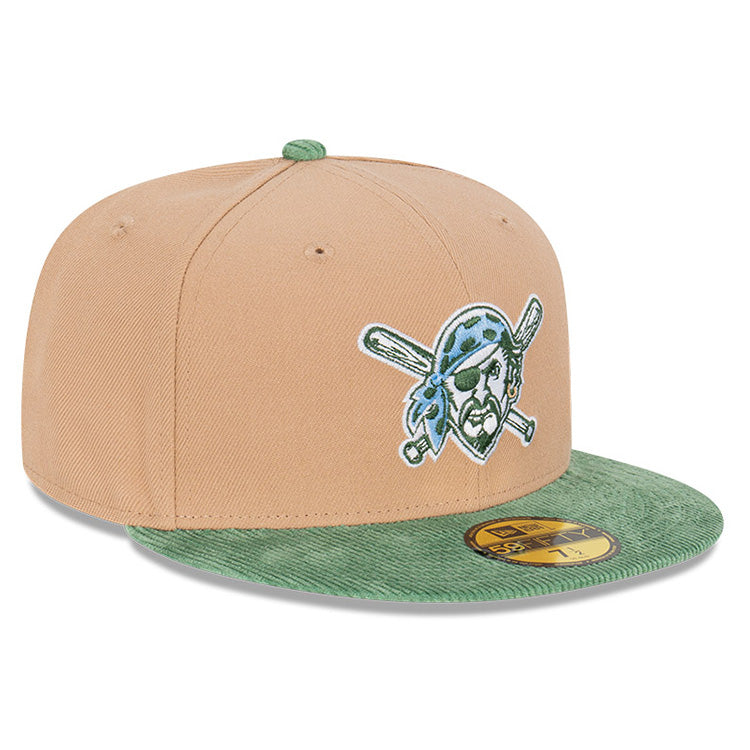 Pittsburgh Pirates MLB Oasis Corduroy Green Camel 59FIFTY Fitted Cap