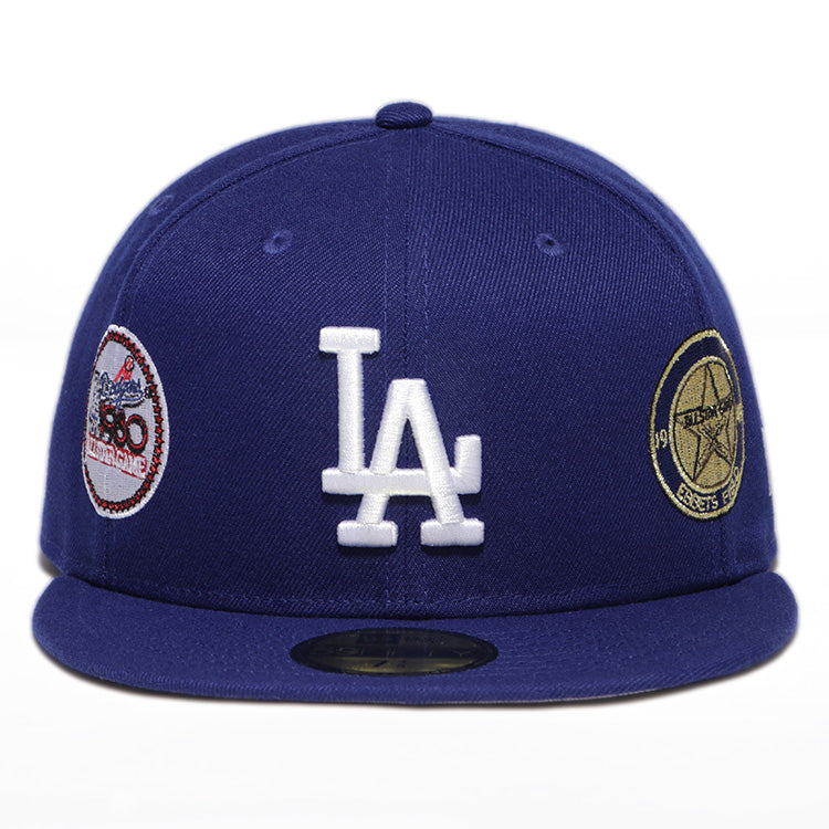 Los Angeles Dodgers MLB Cooperstown Multi Patch Dark Royal 59FIFTY Fitted Cap