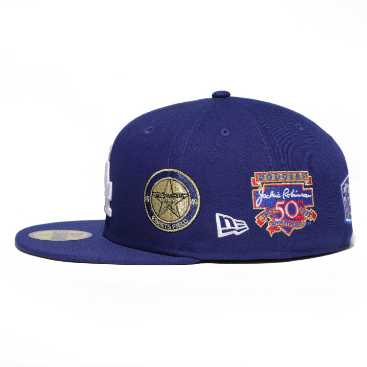 Los Angeles Dodgers MLB Cooperstown Multi Patch Dark Royal 59FIFTY Fitted Cap