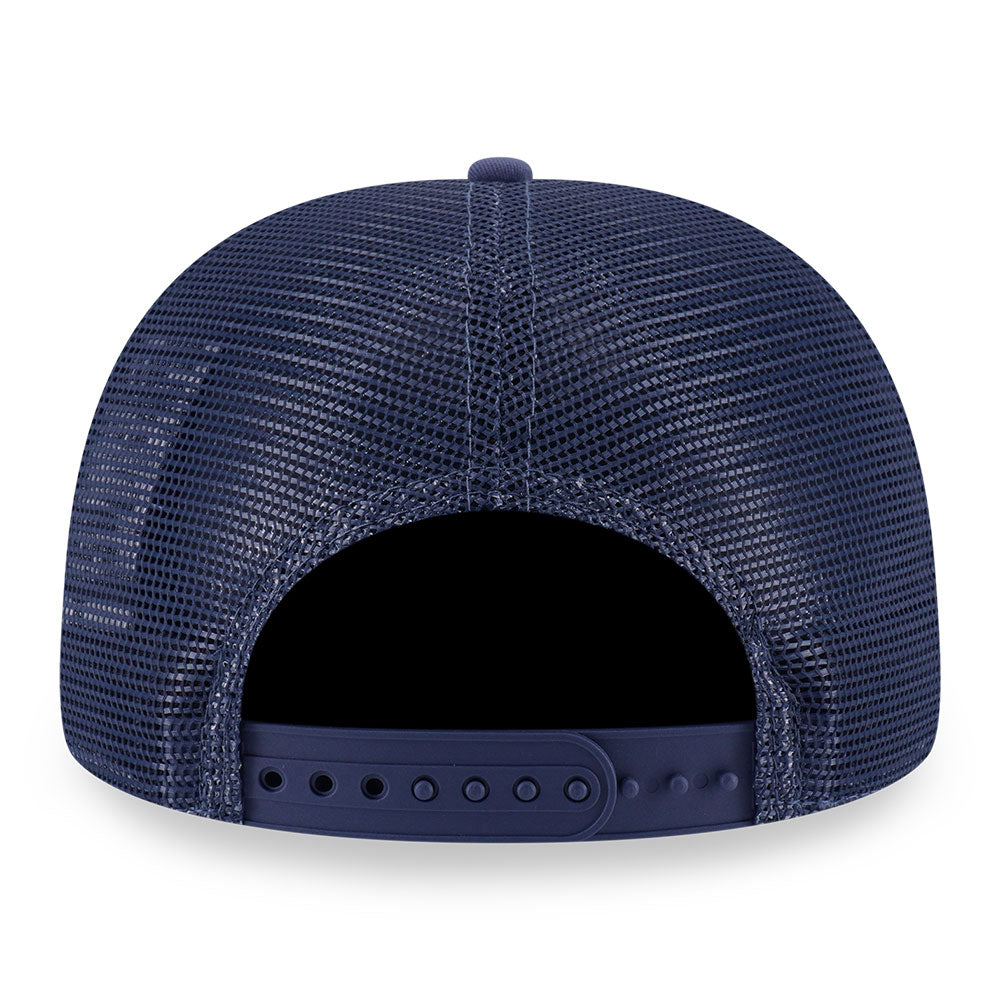 New Era Los Angeles Dodgers Metal Badge FW25 Muted Indigo 9FORTY A-Frame Trucker Snapback Cap