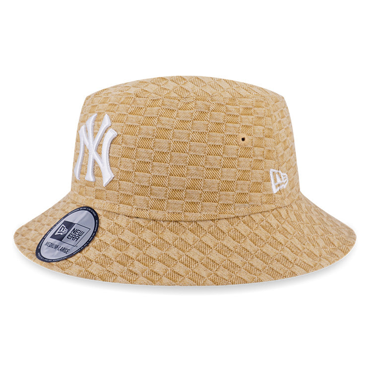 New York Yankees MLB Wash Checker Ivory Bucket Hat