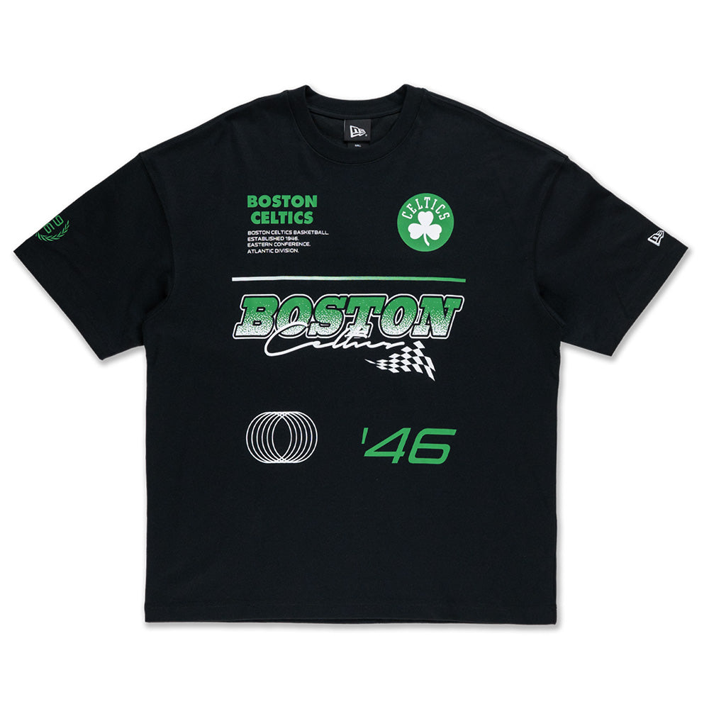 New Era Boston Celtics Racing Black COOLERA Oversized Short Sleeve T-Shirt