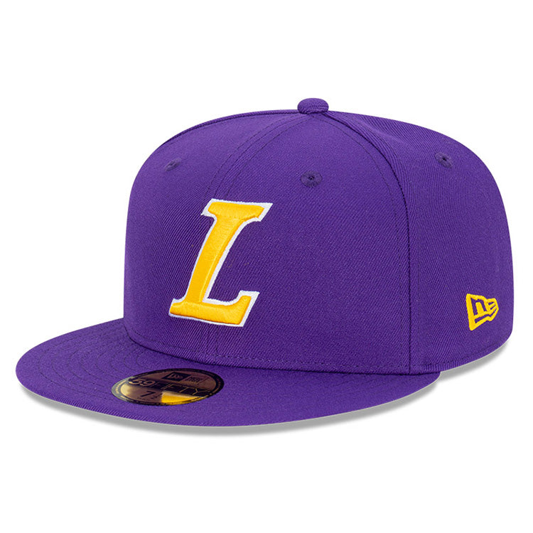 Los Angeles Lakers NBA Ligature True Purple 59FIFTY Fitted Cap