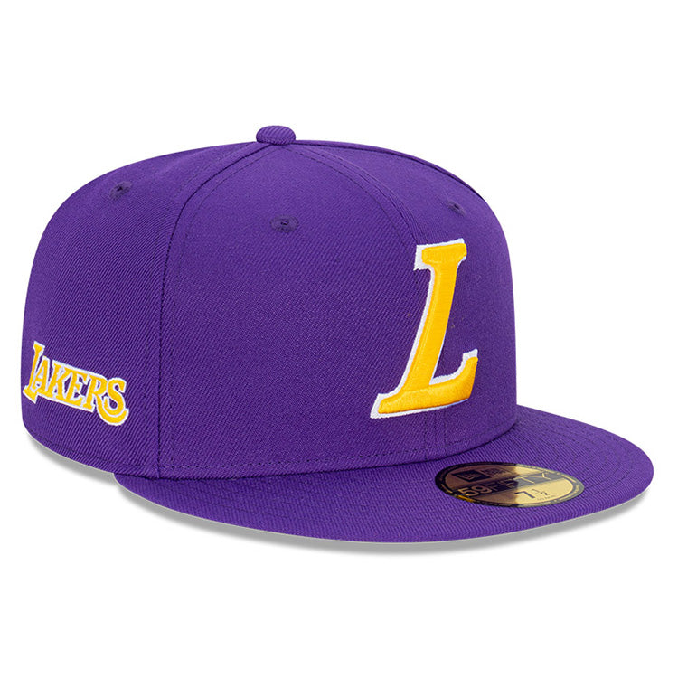 Los Angeles Lakers NBA Ligature True Purple 59FIFTY Fitted Cap