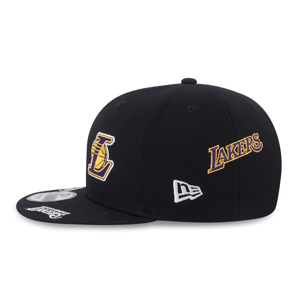 New Era Los Angeles Lakers Allover Black Scarlet 9FIFTY Snapback Cap