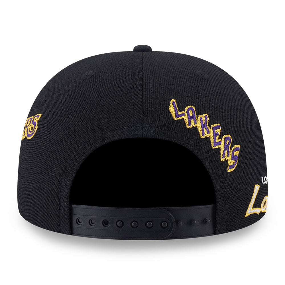 New Era Los Angeles Lakers Allover Black Scarlet 9FIFTY Snapback Cap