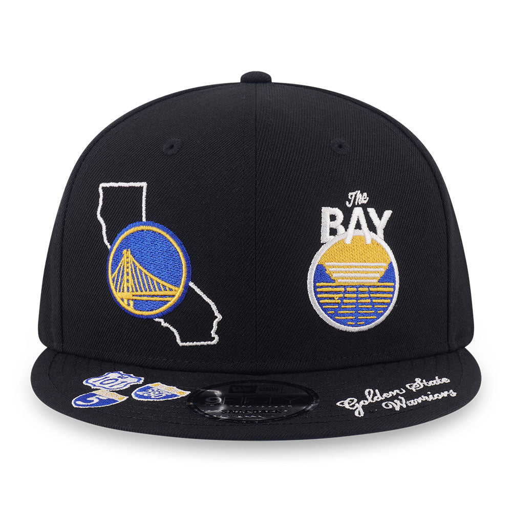 New Era Golden State Warriors Allover Black Scarlet 9FIFTY Snapback Cap