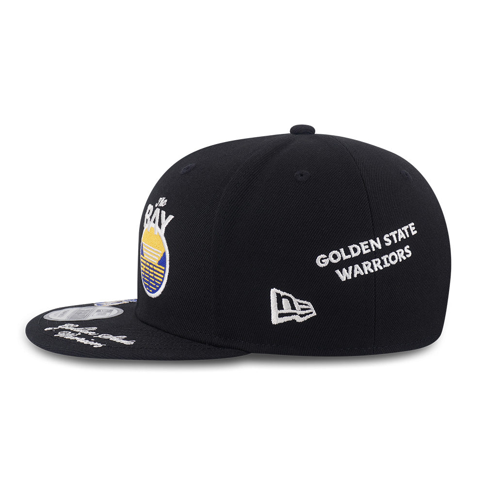 New Era Golden State Warriors Allover Black Scarlet 9FIFTY Snapback Cap