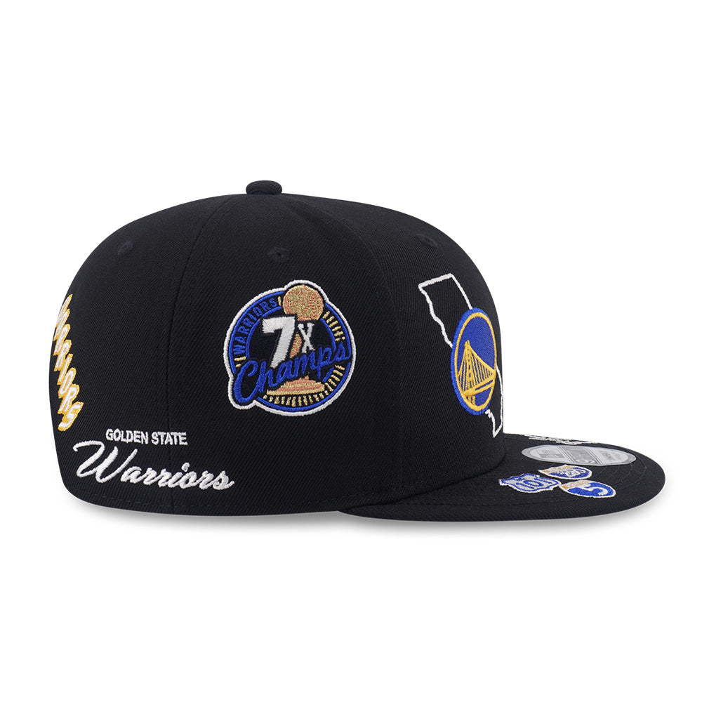New Era Golden State Warriors Allover Black Scarlet 9FIFTY Snapback Cap
